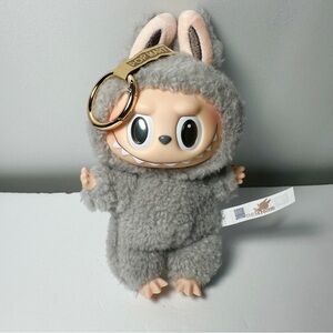 Pop Mart The Monsters Labubu Grey Plush Keychain